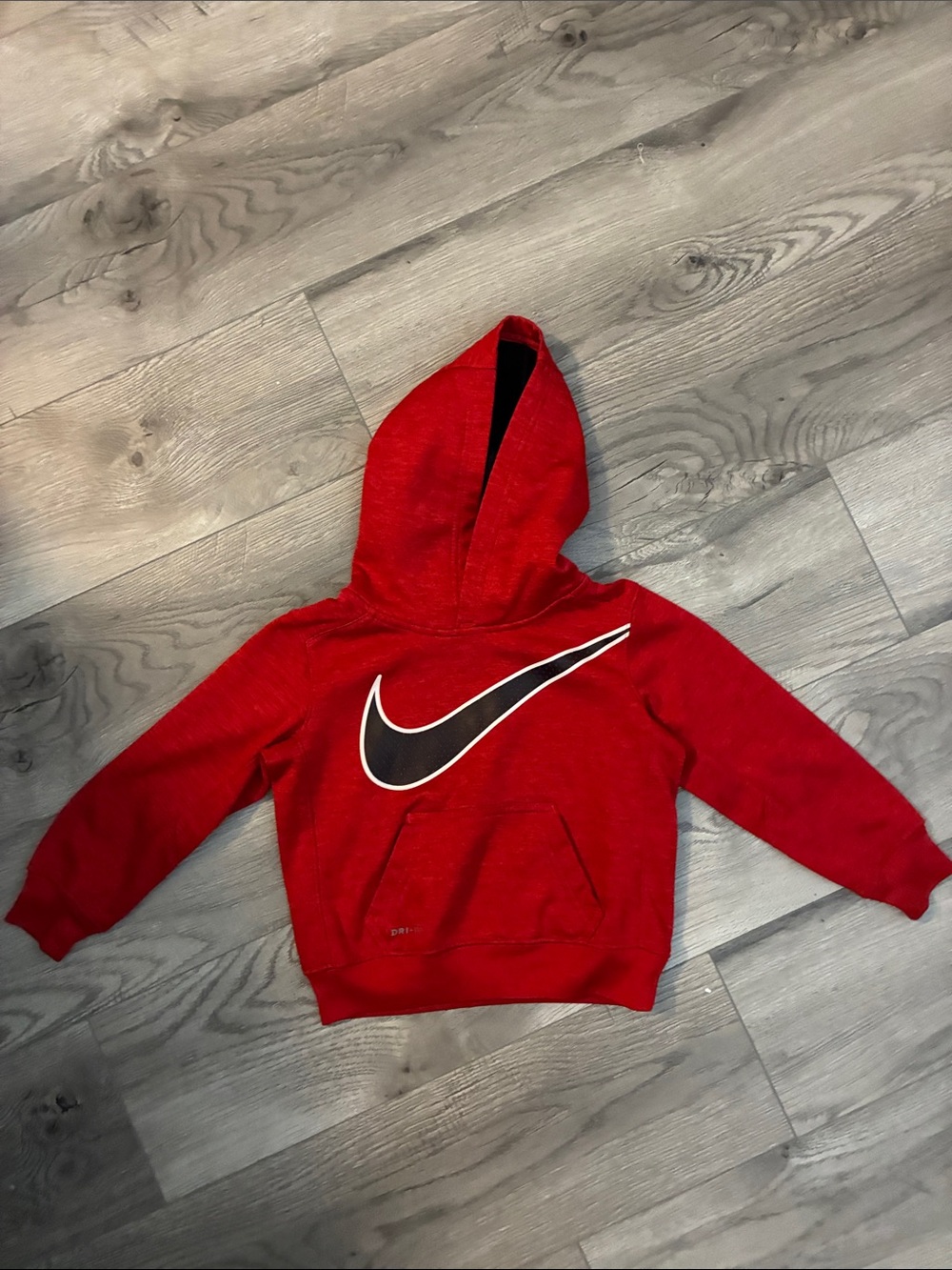 Nike  Dri -Fit Red Kids Hoodie with Black & White Swoosh